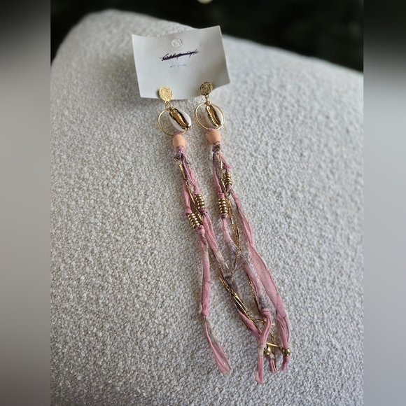 NWT- Free People, Bridge Dangle Earrings, Pink/Gold- NEW! - Picture 4 of 9